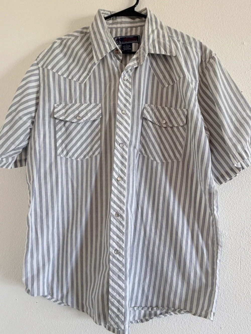 Vintage Williams Bay Men’s L Striped Shirt Short Sleeve Pearl Snap sku1059